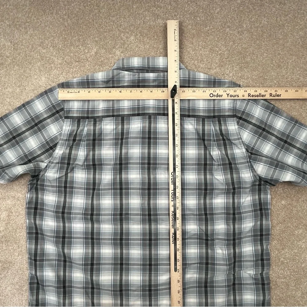 North Face Shirt Large Gray Button Up Plaid Short Sleeve Preppy Outdoor Men